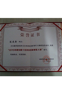 2015安(ān)徽十佳創業創新(xīn)領軍人物(wù)